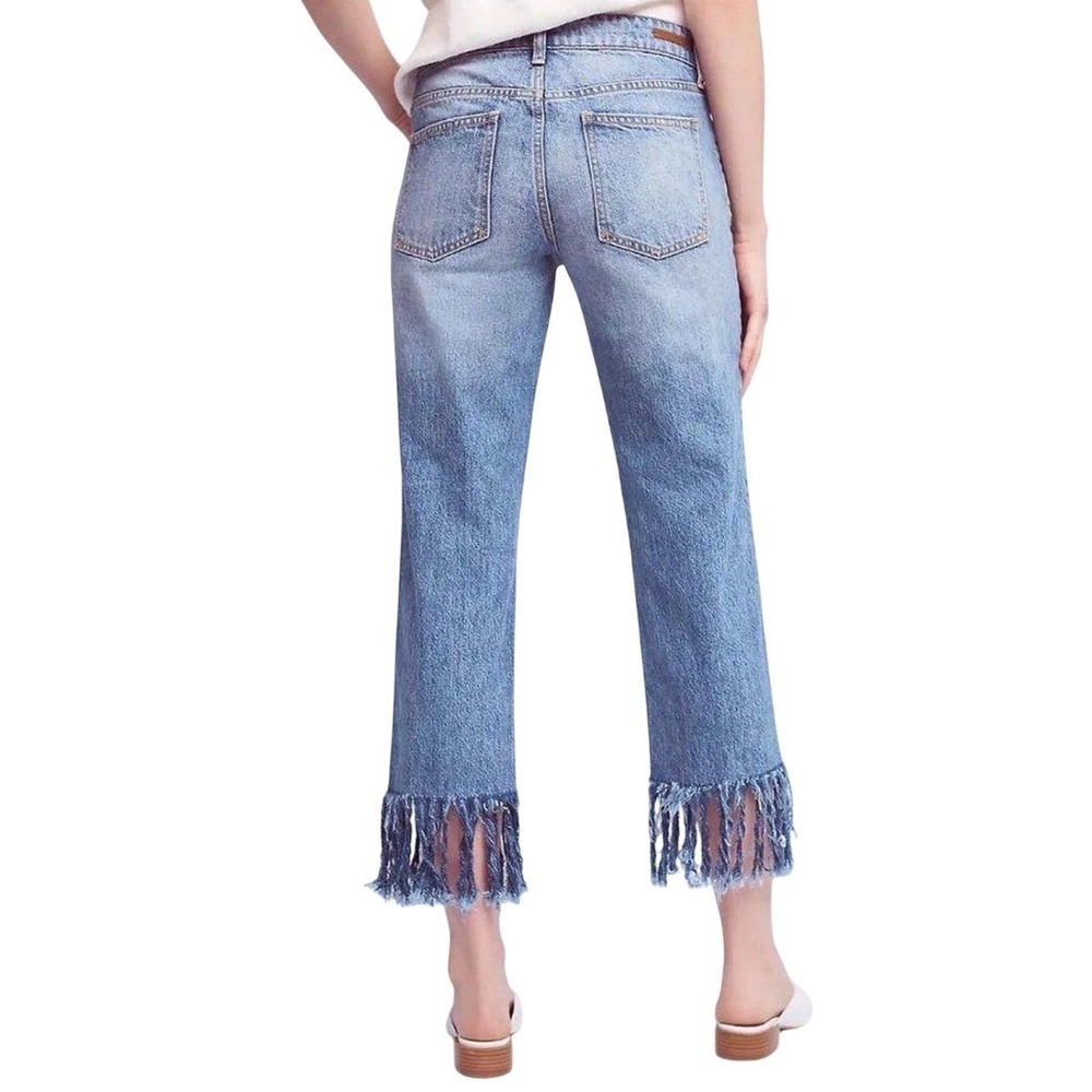 Pilcro and the Letterpress Hyphen Fringe Hem Jeans Blue Denim 27 Anthropologie - Picture 2 of 9